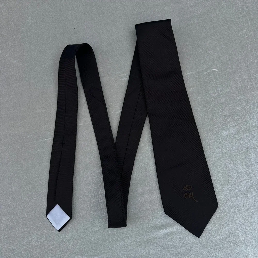Countess Mara Men's Tie Brown Solid Crest Logo Classic Necktie 3.5